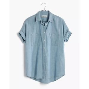 Madewell XS Chambray Courier Shirt Buckley Button Up Loose Oversized Boyfriend